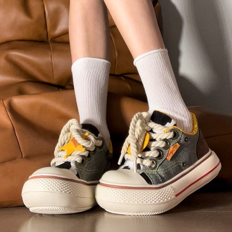 胡迪牛仔帆布鞋男女鞋秋季休闲厚底板鞋增高O丑萌大头鞋子情侣鞋,淘宝优惠券,粉丝福利购,淘宝优惠卷