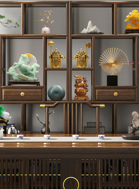 新中式电视柜摆件生肖龙风水招财树高档书柜办公室客厅新房装饰品