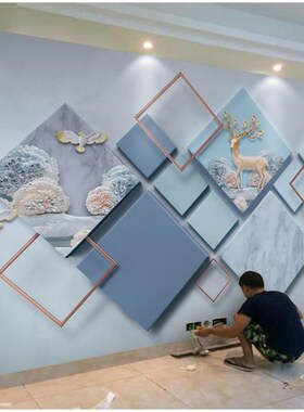 电视背景墙壁纸现代简约墙纸几何线条壁画客厅3d立体影视墙布2024