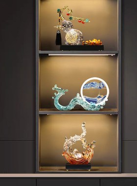 新中式龙年创意游龙流沙画沙漏解压摆件客厅电视柜玄关家居饰品