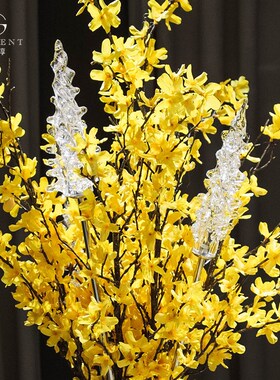 晶淳 透明水晶琉璃风信子插花瓶装饰 金属杆创意现代软装工艺摆件