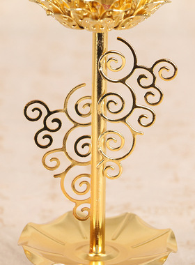 合金祥云酥油灯座佛堂供桌摆件