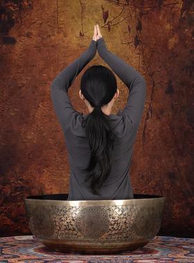 雕花颂钵梵音碗尼泊尔纯手工铜钵瑜伽静心音钵盂精工满雕图案颂钵