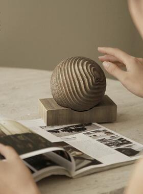 栗石侘寂风树脂创意螺纹几何艺术摆件样板间客厅书房书柜摆设装饰