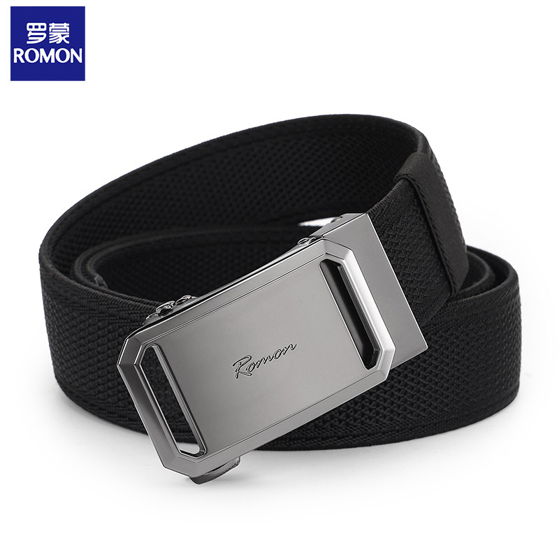 罗蒙帆布腰带男自动扣尼龙裤带休闲百搭编织战术弹力腰带快拆皮带
