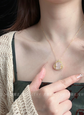 官方水沫玉佛公项链女