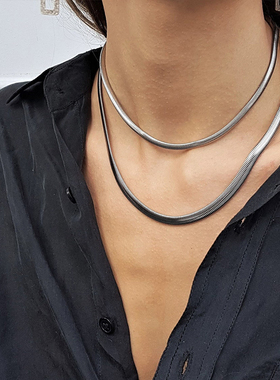 sooshare男潮蛇骨链刀片链百搭钛钢锁骨链男士女嘻哈古巴蹦迪项链