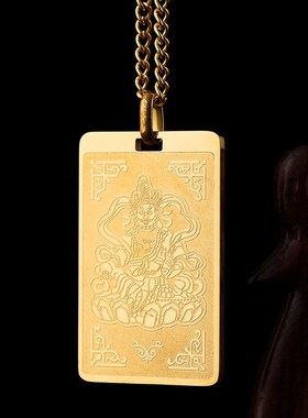 钛钢复古财神爷佛像挂件黄财神招财转运吊牌小众设计民族风饰品