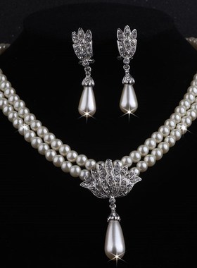 热卖高端大气新娘珍珠套链婚纱配饰礼服舞台演出饰品