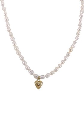轻奢小众爱心笑脸吊坠淡水珍珠项链 优雅气质豌豆百搭锁骨链
