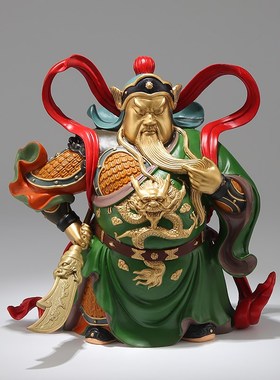 铜摆件《关公》铜工艺品 家居饰品 中式客厅玄关 关羽 门神摆件