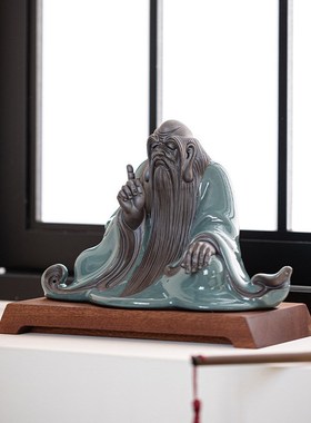 老子摆件陶瓷中i式历史人物雕像客厅书房桌面礼品工艺品书桌装饰