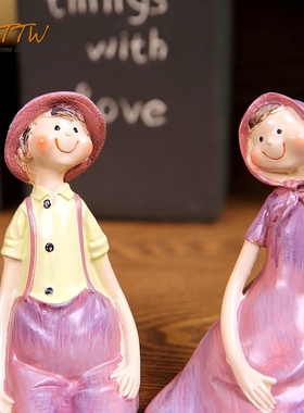 美式乡村森林阳光紫色生活情侣系列婚庆礼品 娃娃摆件树脂