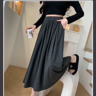 春秋高腰显瘦遮肉软糯半身裙女中长裙