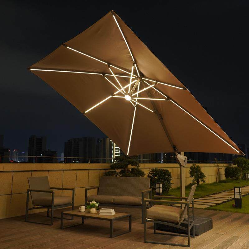 户外遮阳伞带太阳能LED灯庭院伞室外别墅露台花园大型四角罗马伞,淘宝优惠券,粉丝福利购,淘宝优惠卷