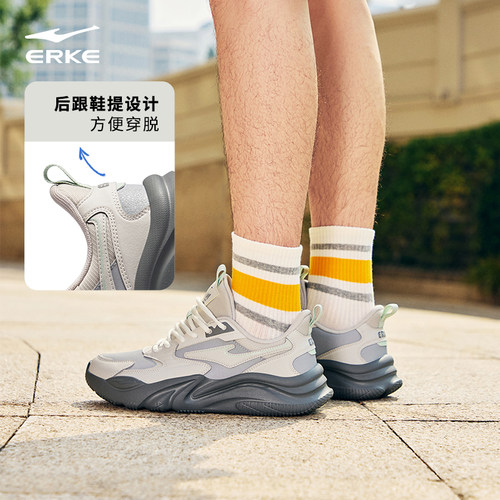 桀骜鸿星尔克男鞋秋季新款鞋子防水休闲鞋增高老爹鞋革面运动鞋 - 图3