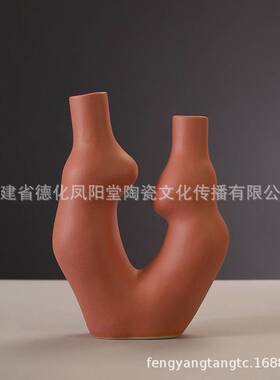 北欧ins人体艺术陶瓷花瓶摆件创意工艺品色釉干花插家居跨境爆款
