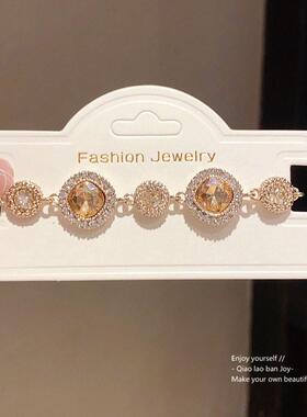 镶钻圆形时尚卡扣手链新款欧美小众时尚手环轻奢级感手饰女