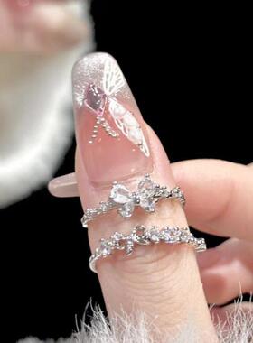 甜心公主蝴蝶结对戒女小众轻奢锆石指环时尚小清新送闺蜜食指戒