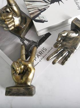 欧式树脂摆件创意手指小摆件客厅工艺品桌面家居装饰品复古摆设