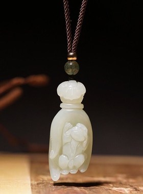 天然白玉貔貅伸手来财吊坠男女款玉坠招财纳福转运玉佩项链玉佩