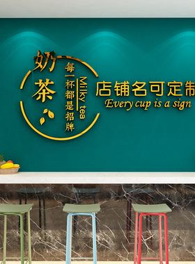 奶茶店墙壁装饰背景墙面贴纸画3d立体甜品蛋糕创意布置玻璃门自粘