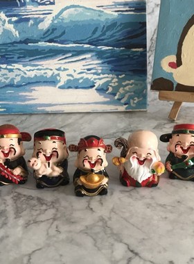 五福五路财神树脂中式汽车摆件人物饰品礼物送礼桌面网红车内日常