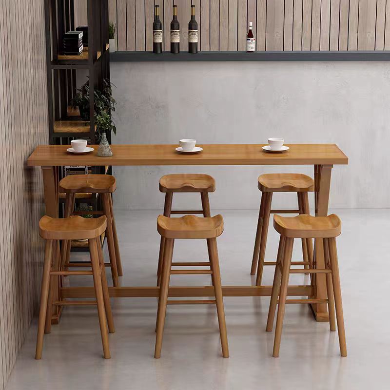 北欧实木c家用吧台桌简约现代休闲奶茶高脚桌长条窄桌靠墙桌椅组 - 图2