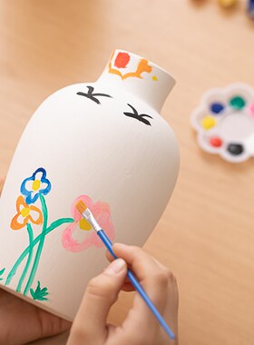 陶瓷素胚diy花瓶幼儿园陶艺白胚上色彩绘手工涂色模块制作非石膏