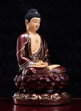 观音菩萨佛像紫铜描金南海观世音菩萨娑婆三圣家用供奉桌面摆件