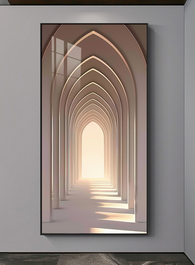 简约现代入户进门玄关装饰画空间延伸感过道走廊尽头挂画客厅壁画