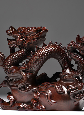 黑檀实木雕刻龙摆件生肖龙家居客厅办公室装饰红木质工艺品送礼品