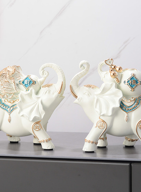 大象轻奢摆件一对招财镇宅乔迁新家居电视酒鞋柜客厅玄关装饰礼品
