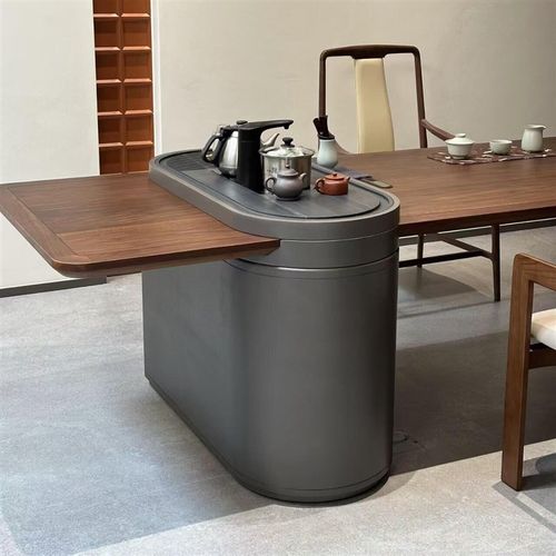 新中式实木茶桌椅组合禅意黑胡桃木茶台烧水一体泡茶桌办公室家具 - 图2