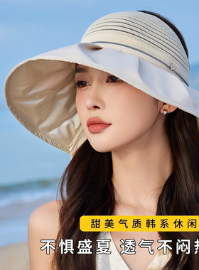 遮阳帽女2026夏季新款时尚大檐防晒帽户外防紫外线半空顶披肩帽子