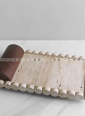 一匚 古典花纹冷水壶大理石托盘组合摆件 样N板间会所民宿客厅饰