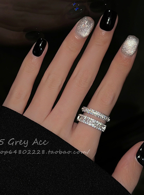 双层微镶锆石戒指女小众时尚轻奢设计感叠戴食指指环满钻高级戒子