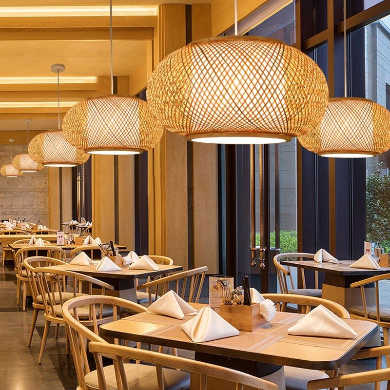 竹编餐厅吊灯中式客厅民宿日式复古藤编灯笼创意茶室禅意竹艺灯罩,淘宝优惠券,粉丝福利购,淘宝优惠卷