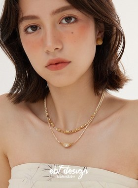 耳边风 沙海部落 新中式天然石高级复古小众设计感串珠可叠带项链