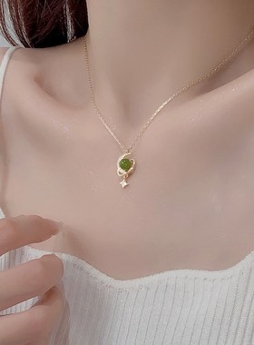 新中式国风星月吊坠项链女款高级感轻奢小众显锁骨链2025新款颈链