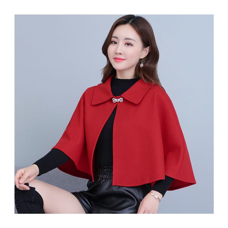 斗篷小外套女2023新款披肩外搭短款秋冬开衫搭配旗袍毛呢披风坎肩 - 图3