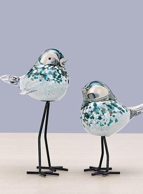 轻奢琉璃彩色喜鹊报喜鸟摆
