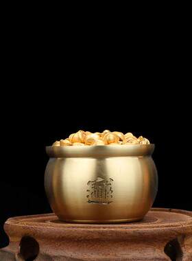 精品新中式实心沙金元宝一厘米聚宝盆米缸金色钥匙扣压缸摆件饰品