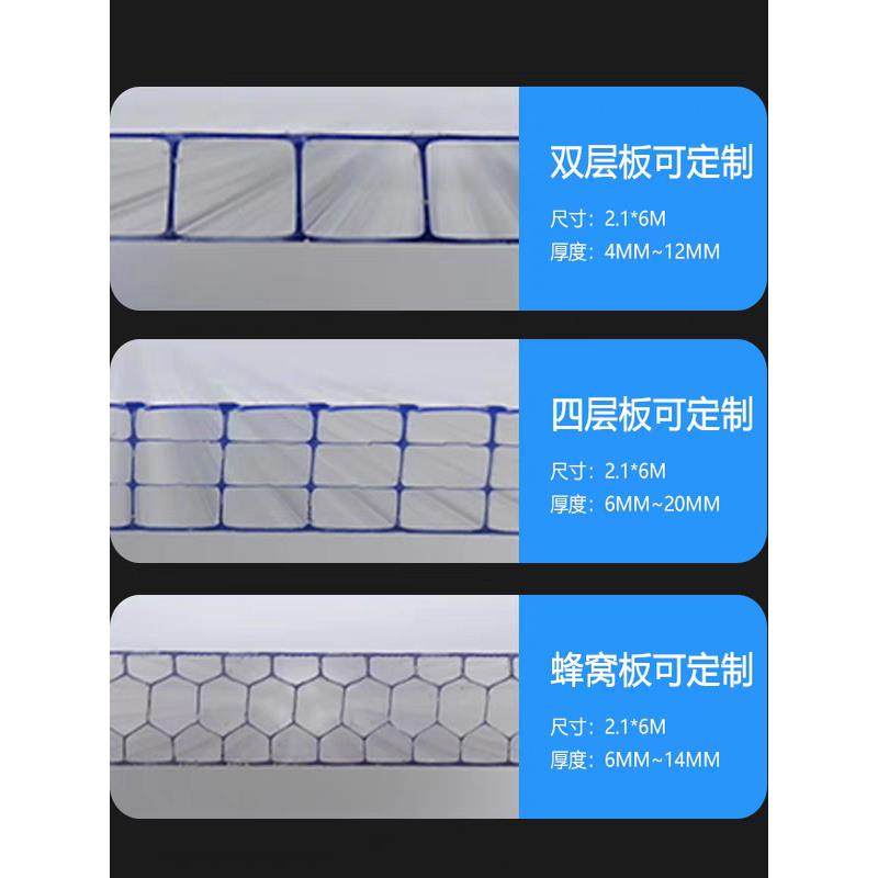 pc阳光板耐力板透明5mm加厚雨棚中空蜂窝双层庶阳采光瓦聚碳酸酯,淘宝优惠券,粉丝福利购,淘宝优惠卷