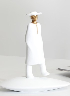 现代北欧样板房间轻奢创意白色人物别墅摆件会所售楼大厅艺术摆设