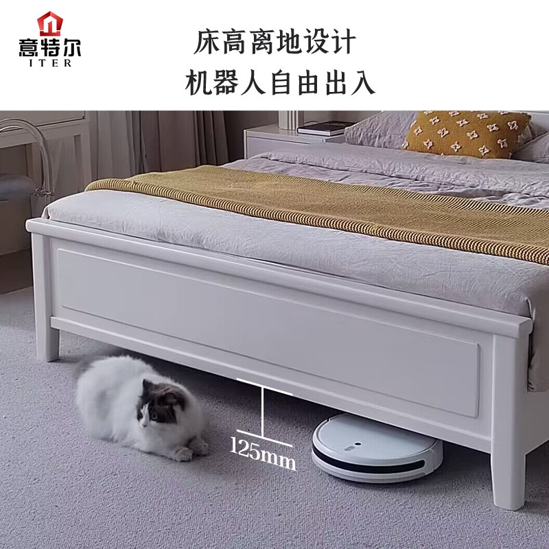 现代简约双人床主卧2024年新款1米8美式实木床小户型家用大床婚床 - 图2