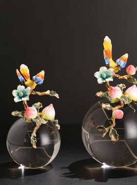 轻奢珐琅彩摆件电视柜酒柜办公室饰品工艺品家居客厅水晶球装饰品