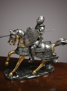 北欧轻奢铠甲骑士马到成功摆件创意中式客厅办公室装饰品开业礼品