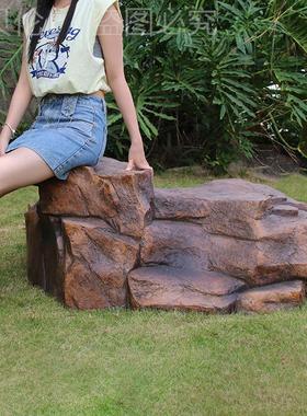 庭院井盖遮挡装饰假石头