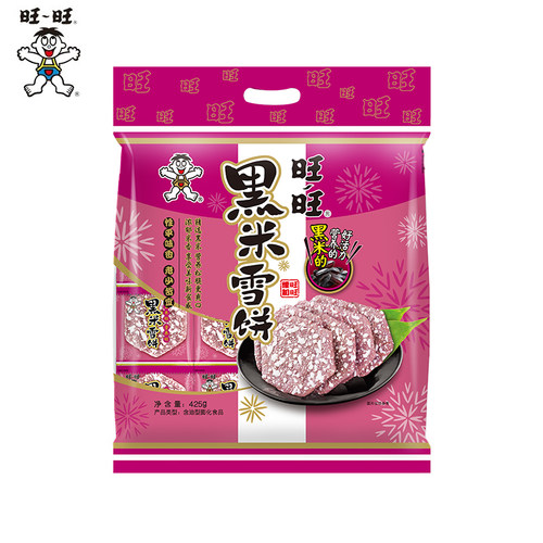 旺旺黑米雪饼425g原味大包装仙贝米饼饼干休闲下午茶零食食品解馋 - 图3